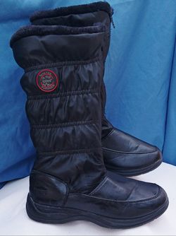 Totes Women's Black Front Zip Waterproof Boots w/Faux Fur Lining Size 7