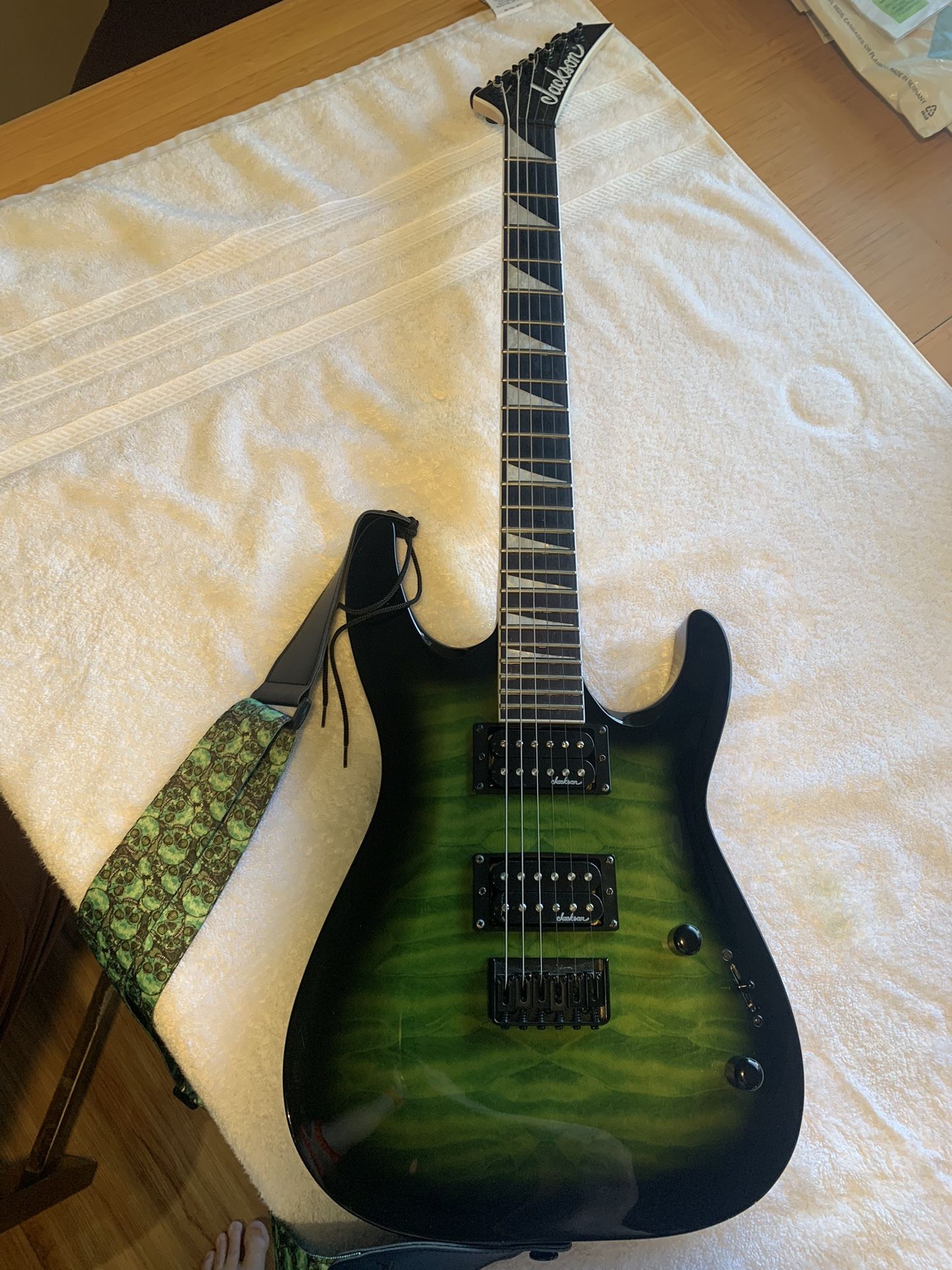 Jackson Electric Guitar— Transparent Green Finish. Perfect Condition!