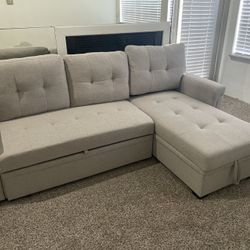 Reversible Sectional Sofa with Pull out Sleeper Addition + Under Lift Storage