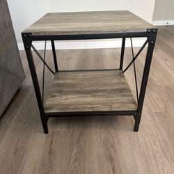 2 Matching Wood & Metal End Tables 