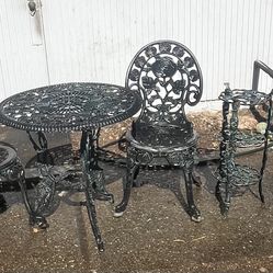 4 Pieces Patio Bistro Furniture Set Cast Iron  Vantage Design Antique Bronze