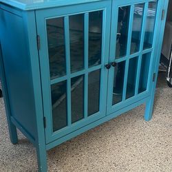 Lovely Multipurpose 2 Cabinet W Glass Doors And Inner Shelving 32 X 14 X 31 