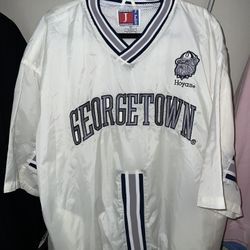 Vintage GEORGETOWN White/Blue NAVY Pullover Jacket Mesh Lined XXL