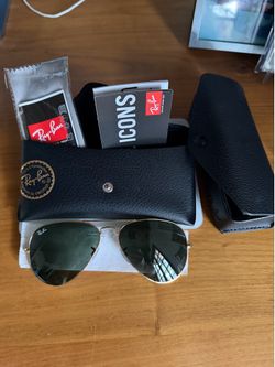 Ray-Ban Classic Gold Rim Aviator Sunglasses, plus Ray-Ban Care Kit