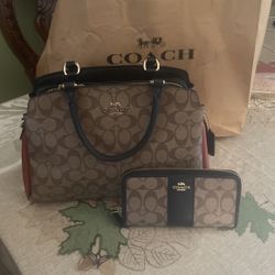 Bolsa Y Monedero Coach Nuevo Mediana