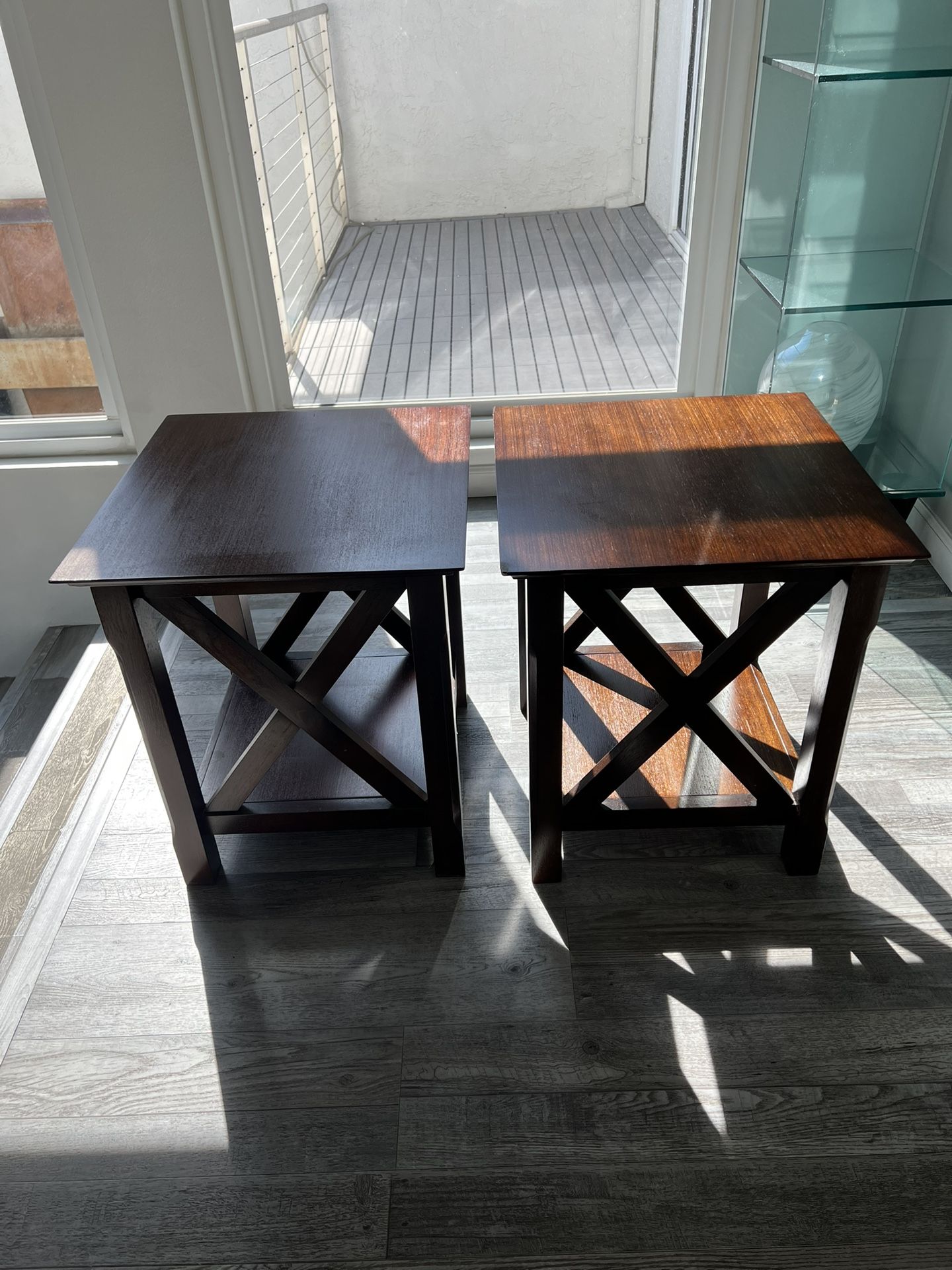 Two Wood End Tables