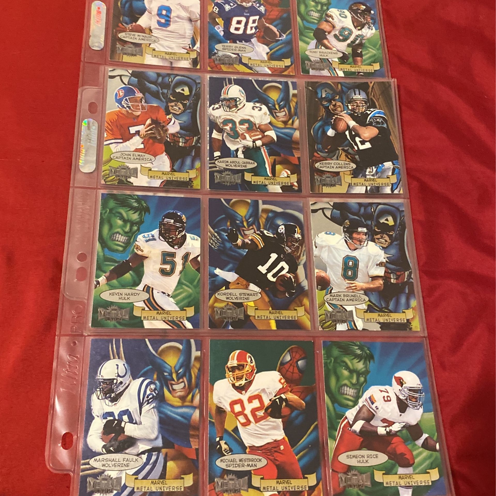 13 Marvel Metal Universe Sky Box NFL Foot Ball Cards