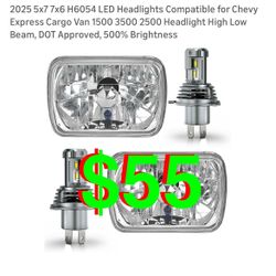 2025 5x7 7x6 H6054 LED Headlights Compatible for Chevy Express Cargo Van 1 2500 Headlight High Low Beam, DOT Approved, 500% Brightness