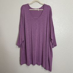 LOGO by Lori Goldstein Piper Heather Purple Asymmetric Tunic Top, Size 4X
