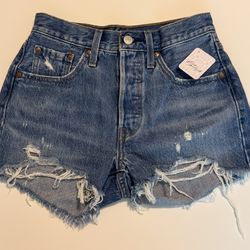 NWT Levi’s 501 Distressed Button Fly Denim Shorts Size 24 from Free People