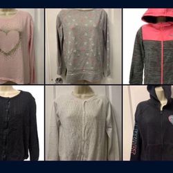 Lot Of 6 Girl Sweaters Just For $25 Total Youth Size 14-16 XL Sweaters Hoodie Fleece Jacket Knit Cardigan Black White Pink Gray