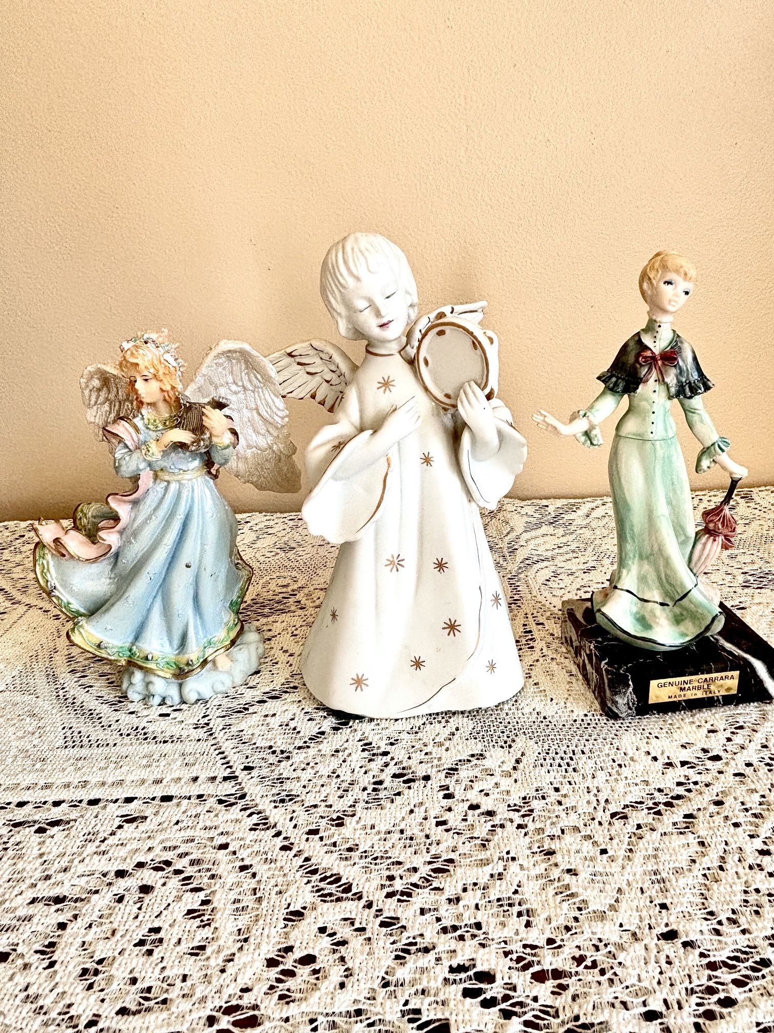 Vintage Angel Figurines & Lady Statue Set – Porcelain Home Décor