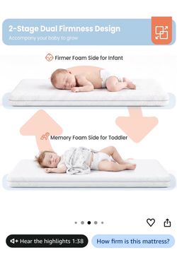 Gel memory foam Bassinet Mattress dual sided