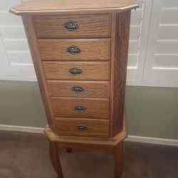 Jewelry Armoire, Oak, Solid, Great Condition 