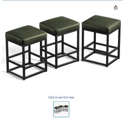 Set Of 3 Black Stools For Kitchen / Bar Modern 
