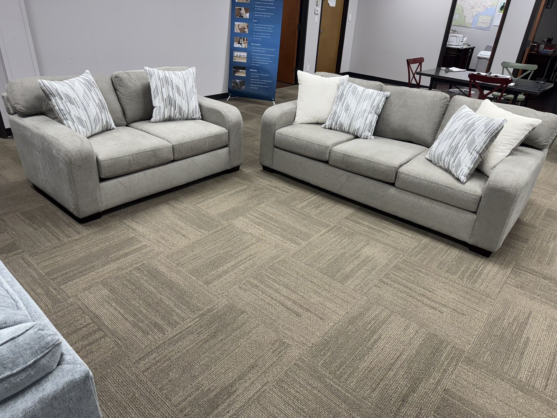 TAUPE GRAY OVERSIZED SUPER SOFT FABRIC SOFA AND LOVESEAT COUCH SET