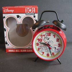Vintage Disney 101 Dalmatians Double Bell Alarm Clock by Sunbeam in Original Box