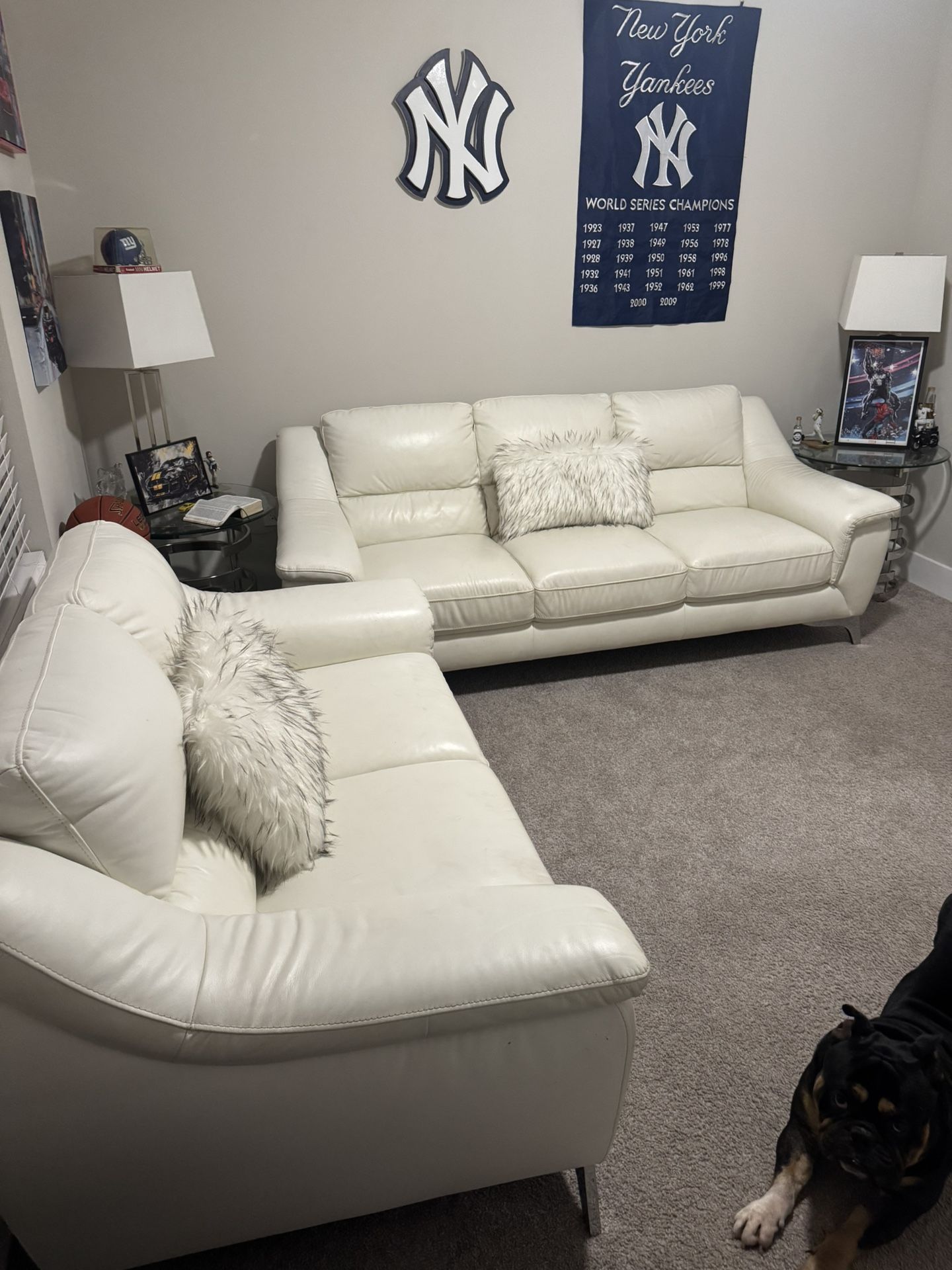 White Leather Room Set Sofia Vengara Signature Collection 