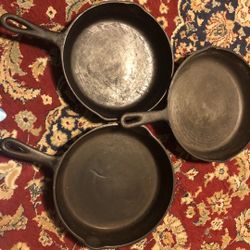3 Cast Iron Skillets 