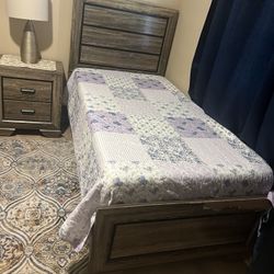 Twin Beds And Side Table Mattress Not Include