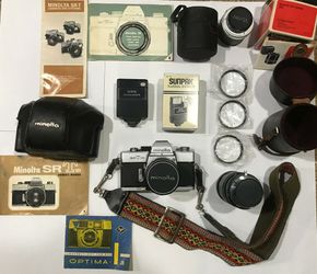 Camera Minolta SR T101, Vivitar Automatic Tele Converter 3x-5, & Sunpak Softlite 1400M