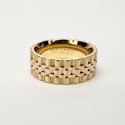 Carlex 18k Multi-Tone Gold Jubilee Wide 8.5mm Men's Band Ring 9.5”