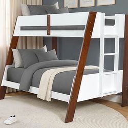 Brand New White & Cherry Twin over Full Bunk bed
