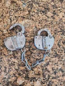 Vintage Metal Padlocks with Chain — Set of 2