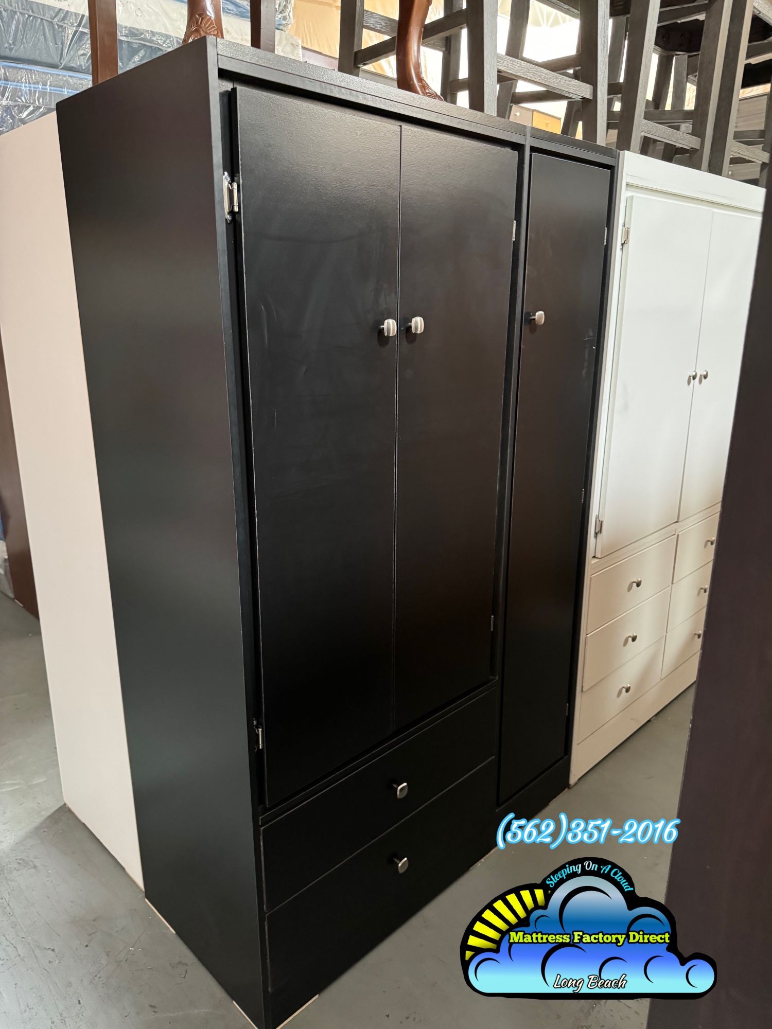 Jumbo Black Closet Wardrobe w/ Shelves