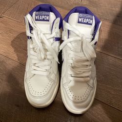 Converse Weapon White Purple High Top Leather Unisex Athletic Sneakers US Women’s 6.5