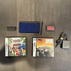 Cobalt Blue and Black Nintendo DS Bundle w/ 3 Games