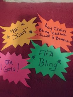 FIFA Gifts Big gold Bling Chain, key chains,scarves and beanie hats