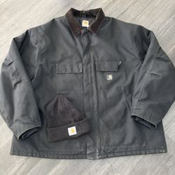 Carhartt Arctic Quilt Lined Jacket Men's 4XL Zip Coat Yukon Coat C55 Black