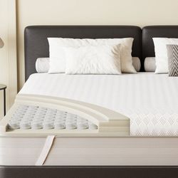NEW IN BOX Belffin 4" Queen Hybrid Innerspring & Memory Foam Mattress Topper