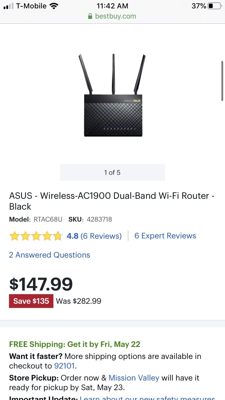 Asus dual band WiFi router