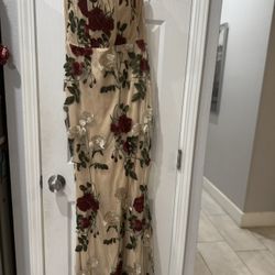 Fashion Nova Strapless Floral Embroidered Dress