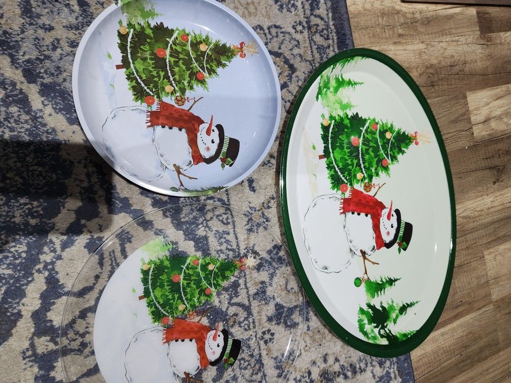 Snowman Platters