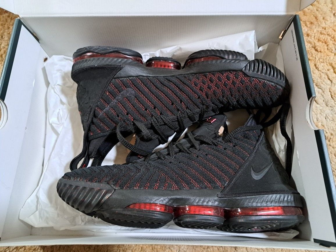Nike LeBron 16 Fresh Bred 2018 Black Red Shoes A02588-002 Size Mens Sz 12