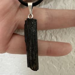 New, Black Tourmaline Necklace. Perfect For A Man Or Woman. Jewelry Bag Included.