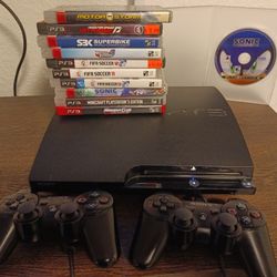 (Includes 120gb PS3 Slim, official DualShock.  2, hookups,  everything has been thoroughly cleaned. ( NTSC - CECH-2001A And 2 Control And Games