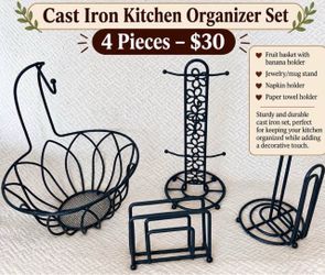 Cast Iron Kitchen Organizer Set – 4 Pieces