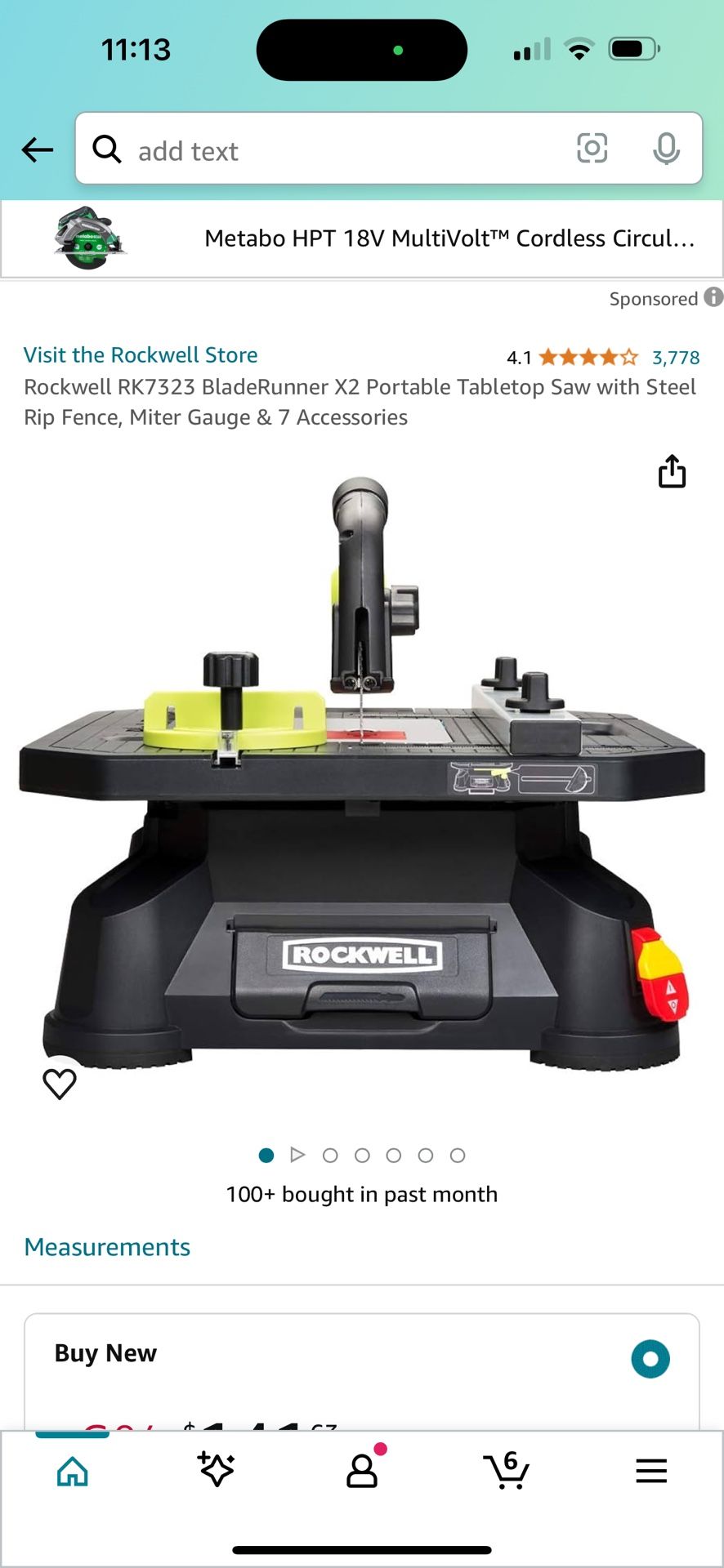 Rockwell RK7323 BladeRunner X2 Portable Tabletop Saw with Steel Rip Fence, Miter Gauge & 7 Accessories