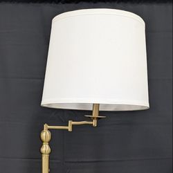 Traditional Brass Finish Floor Lamp with White Fabric Shade