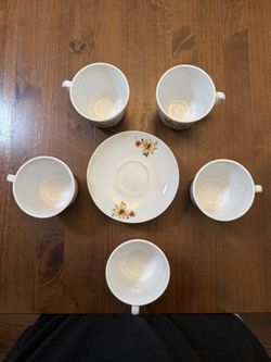 5 Teacups & Saucers Corelle by Corning