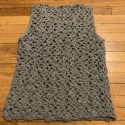 Elie Tahari Women's Chunky Hand Knit Wool Sweater Vest Size Large Gray