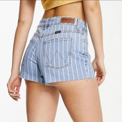 NWT Wrangler High Rise Striped Denim Women's Shorts