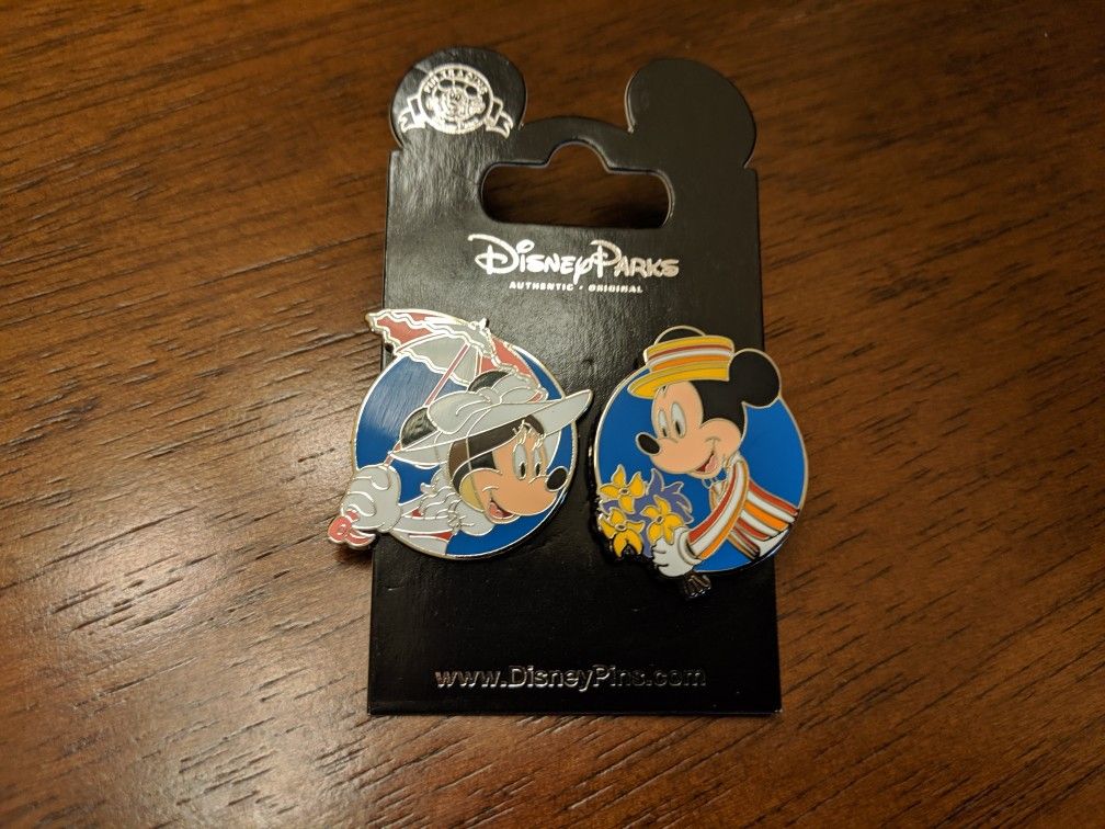 Disney pin-Minnie as Mary Poppins and Mickey as Bert.