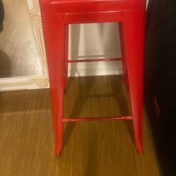 Red metal bar stools set of 4
