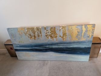 Large Abstract Canvas Painting with Gold Leaf