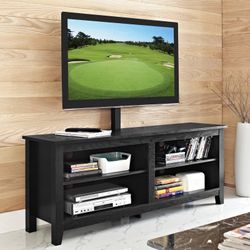 Manor Park Wood Storage TV Stand with Mount for TV's up to 64", Multiple Finishes Black - 16"L x 58"W x 24"H